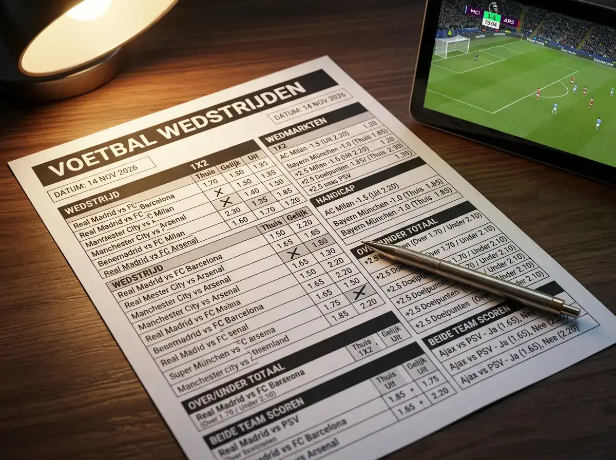Overzicht van alle soorten weddenschappen beschikbaar bij het WK 2026